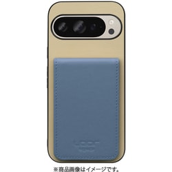 WORK56SCGG-BGBU-GPX9 [Google Pixel 9/9 Pro 用 折り畳み式カードポケット/本革/4枚収納 ベージュブルー]