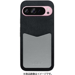 WORK49GG-BKGY-GPX9PXL [Google Pixel 9 Pro XL 用 PUレザースマホケース/ストラップホール＆カードポケット付き ブラックグレー]