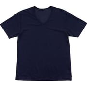 メンズ インナー 半袖 Tシャツ Vネック 下着 カノコ編み 速乾インナー プラチナ加工 Lサイズ ネイビー 12527-52-12