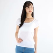 レディース カップ付き インナー 半袖 下着 ブラトップ 綿100% プラチナ加工 Lサイズ ホワイト 22795-23-00