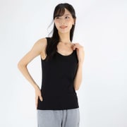 レディース カップ付き インナー タンクトップ 下着 ブラトップ 綿100% プラチナ加工 Lサイズ ブラック 22796-23-10