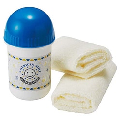 コットン おしぼり 2枚 抗菌 おしぼりケース セット アメリカンスタイル ストラップ用の穴付き 弁当 P-3616