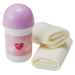 コットン おしぼり 2枚 抗菌 おしぼりケース セット プリンセスハート ストラップ用の穴付き 弁当 P-3617