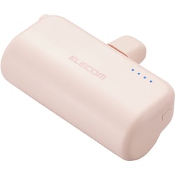 モバイルバッテリー 5000mAh 小型 最大12W 入力ポート（Type-C ×1） 出力プラグ（Lightning ×1） 直差し PSE取得 【Lightning端子搭載 iPhone iPad 等各種対応】 ケーブル付属 充電器 ピンク DE-C59L-5000PN