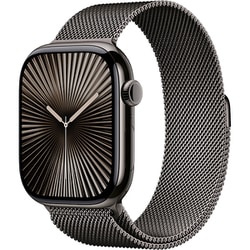 Apple Watch Series 10（GPS + Cellularモデル）- 46mmスレートチタニウムケースとスレートミラネーゼループ - M/L MWYW3J/A