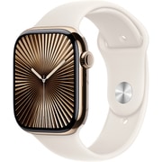 Apple Watch Series 10(GPS + Cellularモデル)- 46mmゴールドチタニウムケースとスターライトスポーツバンド - S/M MWYX3J/A