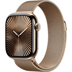 Apple Watch Series 10（GPS + Cellularモデル）- 42mmゴールドチタニウムケースとゴールドミラネーゼループ MX083J/A