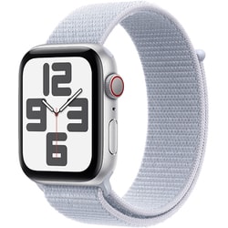 Apple Watch SE 第2世代 （GPS + Cellularモデル）- 44mmシルバーアルミニウムケースとブルークラウドスポーツループ MXGR3J/A