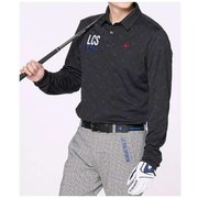 LG4FLS03M BK00 LL [ゴルフシャツ メンズ ストレッチフォーサー ジャガード長袖シャツ LLサイズ ブラック]