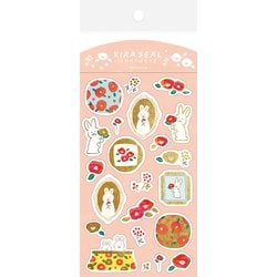 限定 箔押しシールシート レトロつばきうさ QS259