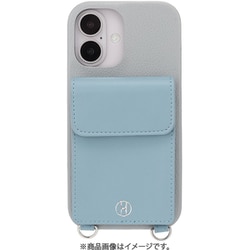 ELGLBWPWPIP2461 [iPhone 16用 Wrap Case with Pouch Gray×Light Blue]