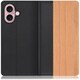 WORK08IP-SA-IP16 [iPhone 16 用 天然木仕様の本革スマホケース/スタンド機能＆カードポケット付き 桜]