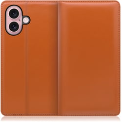 WORK14IP-OG-IP16 [iPhone 16 用 本革スマホケース/スタンド機能＆カードポケット付き オレンジ]