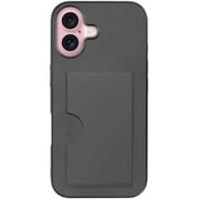 WORK28IP-GY-IP16 [iPhone 16 用 PUレザースマホケース/カードポケット＆ストラップホール付き グレー]