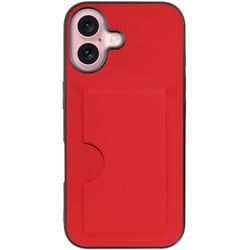 WORK28IP-RD-IP16 [iPhone 16 用 PUレザースマホケース/カードポケット＆ストラップホール付き レッド]