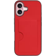 WORK28IP-RD-IP16 [iPhone 16 用 PUレザースマホケース/カードポケット＆ストラップホール付き レッド]
