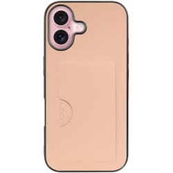 WORK28IP-RS-IP16 [iPhone 16 用 PUレザースマホケース/カードポケット＆ストラップホール付き アンバーローズ]