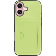 WORK28IP-GN-IP16 [iPhone 16 用 PUレザースマホケース/カードポケット＆ストラップホール付き ミストグリーン]
