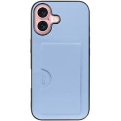 WORK28IP-BU-IP16 [iPhone 16 用 PUレザースマホケース/カードポケット＆ストラップホール付き ベビーブルー]