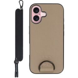 WORK37IP-BN-IP16 [iPhone 16 用 首掛けスマホケース/ネックストラップ付き ラテブラウン]