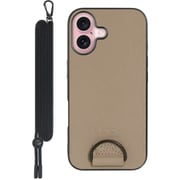 WORK37IP-BN-IP16 [iPhone 16 用 首掛けスマホケース/ネックストラップ付き ラテブラウン]