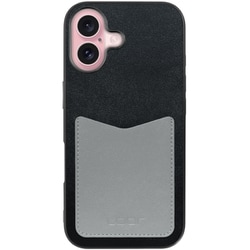 WORK49IP-BKGY-IP16 [iPhone 16 用 PUレザースマホケース/ストラップホール＆カードポケット付き ブラックグレー]