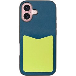 WORK49IP-NYYL-IP16 [iPhone 16 用 PUレザースマホケース/ストラップホール＆カードポケット付き ネイビーイエロー]