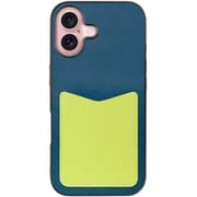 WORK49IP-NYYL-IP16 [iPhone 16 用 PUレザースマホケース/ストラップホール＆カードポケット付き ネイビーイエロー]