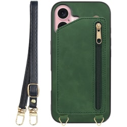 WORK54IP-GN-IP16 [iPhone 16 用 背面型スマホショルダーケース/ロングストラップ＆カードポケット付き オリーブグリーン]