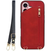WORK54IP-RD-IP16 [iPhone 16 用 背面型スマホショルダーケース/ロングストラップ＆カードポケット付き ロイヤルレッド]