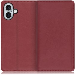 WORK10IP-RD-IP16PS [iPhone 16 Plus 用 本革スマホケース/スタンド機能＆カードポケット付き ワインレッド]