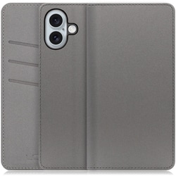 WORK13IP-NEWGY-IP16PS [iPhone 16 Plus 用 PUレザースマホケース/スタンド機能＆カードポケット付き グレー]