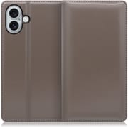 WORK14IP-GY-IP16PS [iPhone 16 Plus 用 本革スマホケース/スタンド機能＆カードポケット付き グレー]