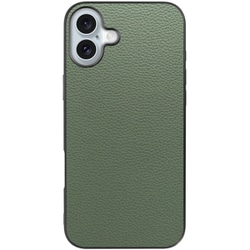 WORK25IP-DG-IP16PS [iPhone 16 Plus 用 本革スマホケース/ストラップホール付き ダルグリーン]