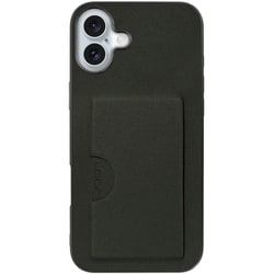 WORK28IP-EG-IP16PS [iPhone 16 Plus 用 PUレザースマホケース/カードポケット＆ストラップホール付き エバーグリーン]