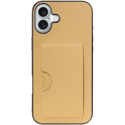 WORK28IP-GD-IP16PS [iPhone 16 Plus 用 PUレザースマホケース/カードポケット＆ストラップホール付き ゴールド]