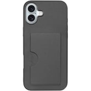 WORK28IP-GY-IP16PS [iPhone 16 Plus 用 PUレザースマホケース/カードポケット＆ストラップホール付き グレー]