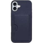 WORK28IP-NY-IP16PS [iPhone 16 Plus 用 PUレザースマホケース/カードポケット＆ストラップホール付き ネイビー]