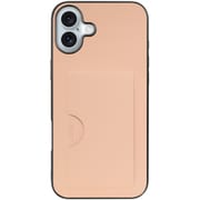WORK28IP-RS-IP16PS [iPhone 16 Plus 用 PUレザースマホケース/カードポケット＆ストラップホール付き アンバーローズ]
