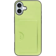 WORK28IP-GN-IP16PS [iPhone 16 Plus 用 PUレザースマホケース/カードポケット＆ストラップホール付き ミストグリーン]