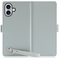 WORK29IP-GN-IP16PS [iPhone 16 Plus 用 本革スマホケース/スタンド機能＆ストラップホール付き アイスグリーン]