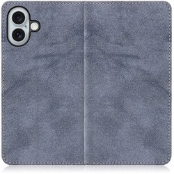 WORK34IP-BU-IP16PS [iPhone 16 Plus 用 PUレザースマホケース/スタンド機能＆カードポケット付き ウィンターブルー]