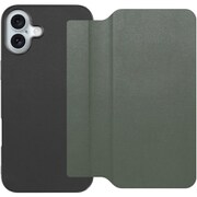 WORK38IP-EG-IP16PS [iPhone 16 Plus 用 PUレザースマホケース/ストラップホール＆カードポケット付き エバーグリーン]