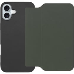 WORK39IP-EG-IP16PS [iPhone 16 Plus 用 PUレザースマホケース/ストラップホール＆カードポケット付き エバーグリーン]