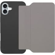 WORK39IP-GY-IP16PS [iPhone 16 Plus 用 PUレザースマホケース/ストラップホール＆カードポケット付き グレー]
