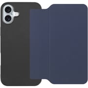 WORK39IP-NY-IP16PS [iPhone 16 Plus 用 PUレザースマホケース/ストラップホール＆カードポケット付き ネイビー]