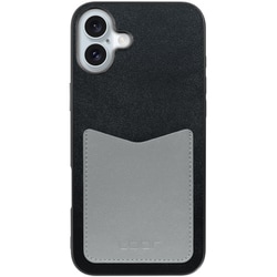 WORK49IP-BKGY-IP16PS [iPhone 16 Plus 用 PUレザースマホケース/ストラップホール＆カードポケット付き ブラックグレー]