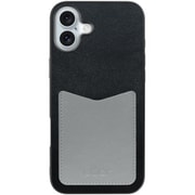 WORK49IP-BKGY-IP16PS [iPhone 16 Plus 用 PUレザースマホケース/ストラップホール＆カードポケット付き ブラックグレー]