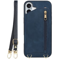 WORK54IP-BU-IP16PS [iPhone 16 Plus 用 背面型スマホショルダーケース/ロングストラップ＆カードポケット付き クラシックブルー]