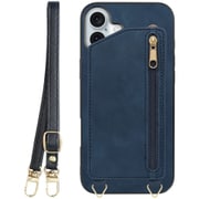 WORK54IP-BU-IP16PS [iPhone 16 Plus 用 背面型スマホショルダーケース/ロングストラップ＆カードポケット付き クラシックブルー]